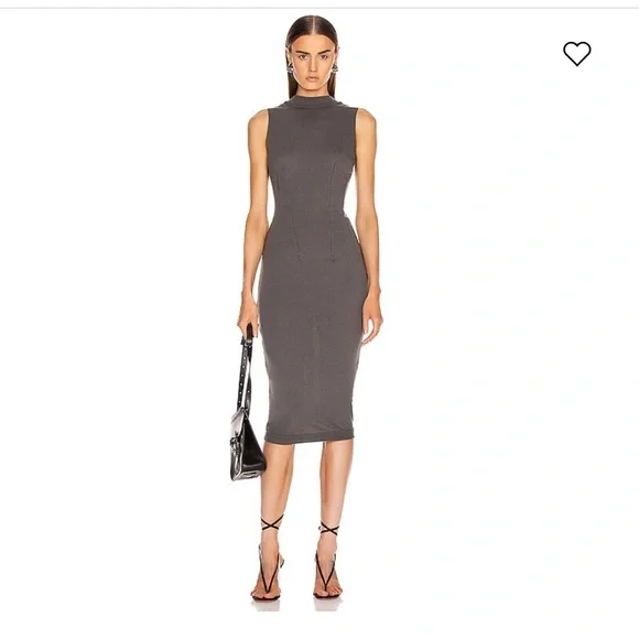 RtA Bandit Dress Jersey Knit Midi Faded Grey - Picture 1 of 12